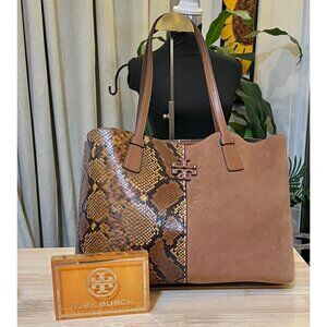 ✺ TORY BURCH CHEATTAH AND BROWN SUEDE MCGRAW HANDBAG
